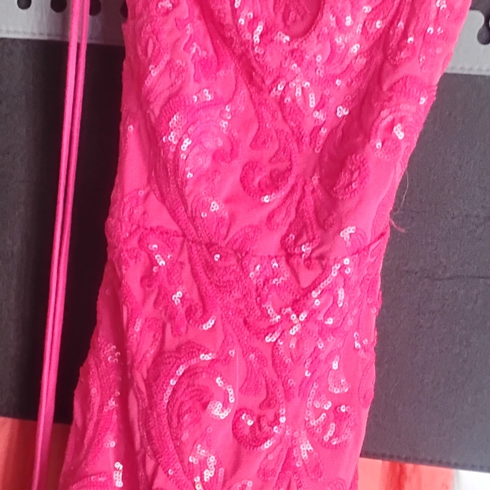 Hot Pink Sequin Strapless Dress